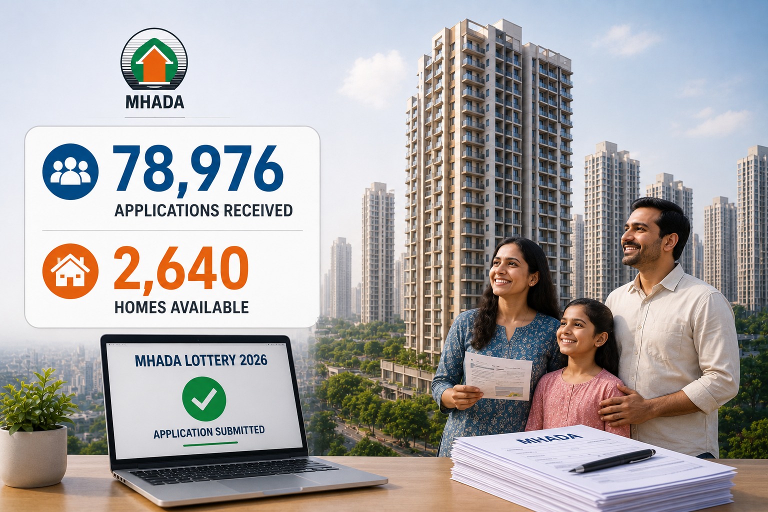 Mumbai’s Affordable Housing Rush Intensifies as MHADA Lottery 2026 Receives Nearly 79,000 Applications for 2,640 Homes